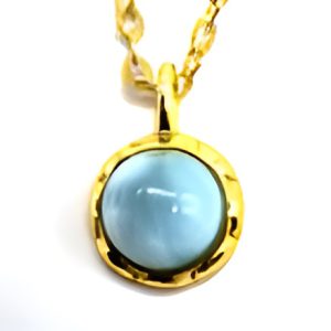 Collier Argent Plaqué Or et Larimar Ronde