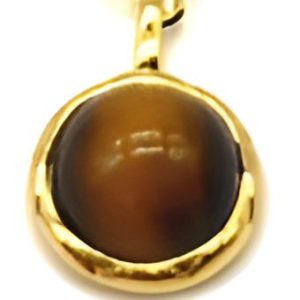 Collier Argent Plaqué Or et Oeil de Tigre Ronde