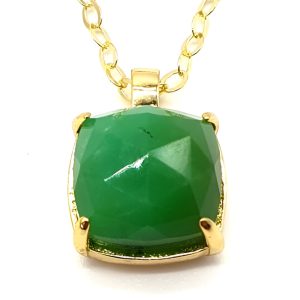Collier Argent Plaqué Or et Citrine Naturelle Carrée de 10x10mm