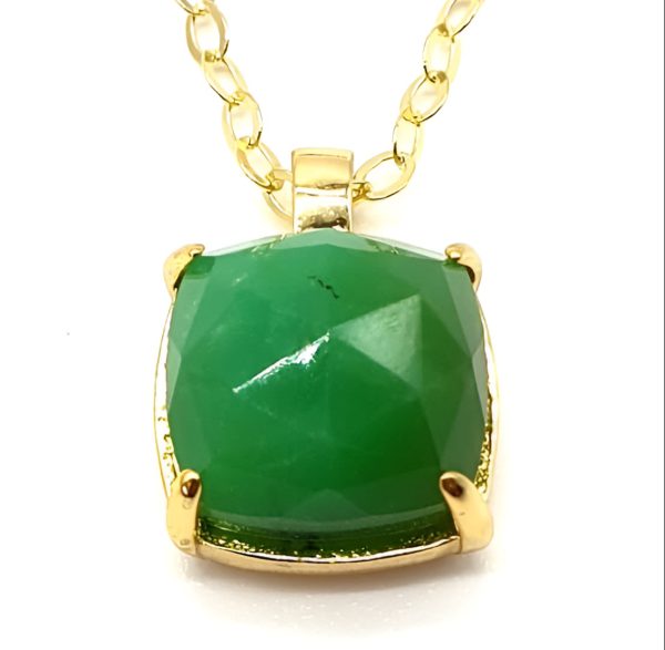Collier Argent Plaqué Or et Citrine Naturelle Carrée de 10x10mm