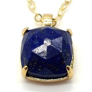 Collier Argent Plaqué Or et Labradorite Carrée de 10x10mm