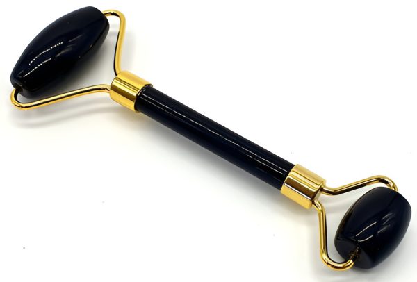 Double Rouleau de Massage Obsidienne Noire