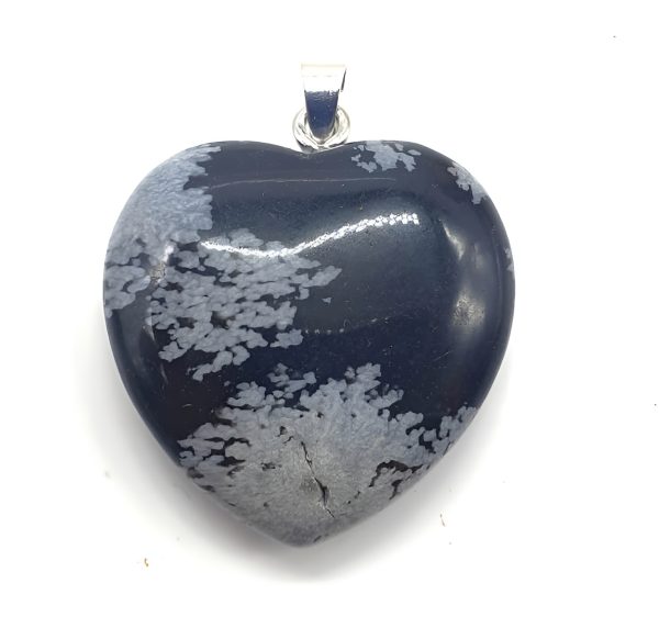 Pendentif Coeur Obsidienne Neige 2.5cm