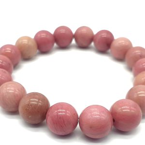 Bracelet en pierres roulées de Rhodonite Rose de 10 mm Réconfort