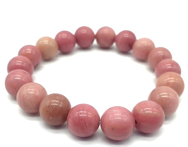 Bracelet en pierres roulées de Rhodonite Rose de 10 mm Réconfort