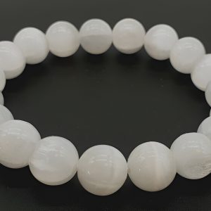 Bracelet en pierres roulées de Sélénite de 10 mm Purification