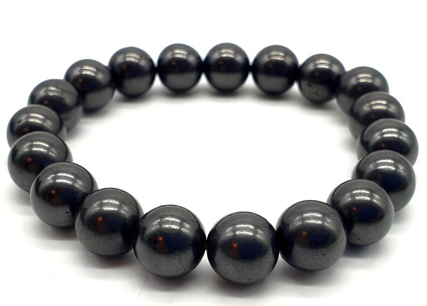 Bracelet en pierres roulées de Shungite de 10 mm Anti-ondes électromagnétiques