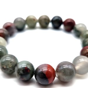 Bracelet en pierres roulées de Jaspe héliotrope Africaine de 10 mm Revitalisation