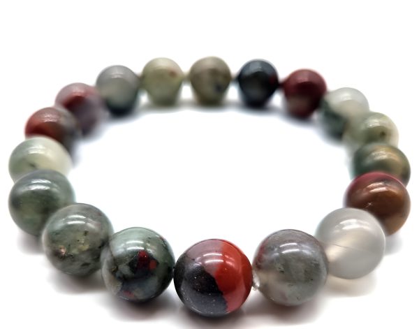 Bracelet en pierres roulées de Jaspe héliotrope Africaine de 10 mm Revitalisation