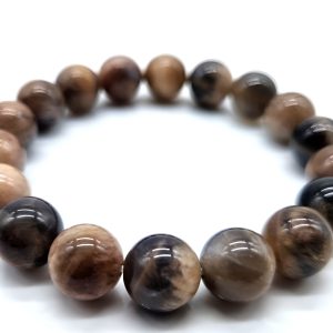 Bracelet en pierres roulées de Pierre de Soleil Noir de 10 mm Vitalité