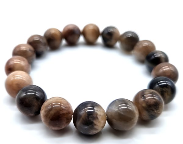 Bracelet en pierres roulées de Pierre de Soleil Noir de 10 mm Vitalité