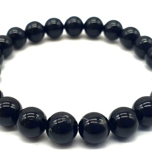 Bracelet en pierres roulées de Tourmaline Noir de 8 mm Purification