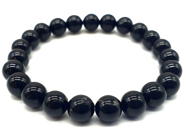 Bracelet en pierres roulées de Tourmaline Noir de 8 mm Purification