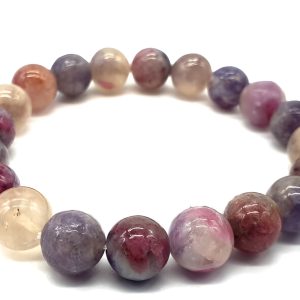 Bracelet en pierres roulées de Tourmaline Multicolore de 10 mm Protection