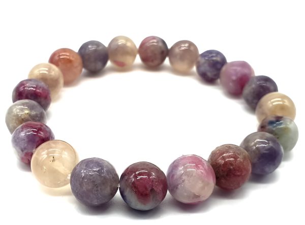 Bracelet en pierres roulées de Tourmaline Multicolore de 10 mm Protection