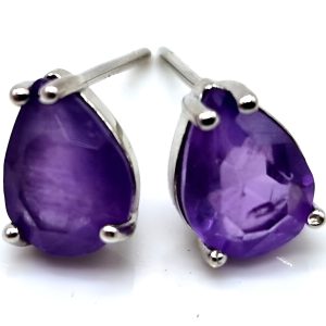 Boucles d oreilles gouttes en argent et améthyste protectrice