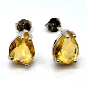 Boucles d oreilles larmes en Citrine et argent Abondance