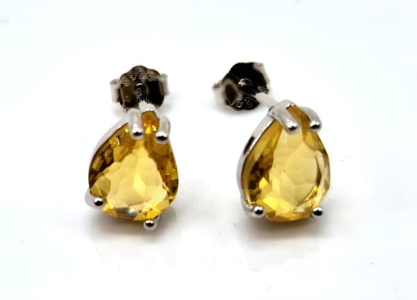 Boucles d oreilles larmes en Citrine et argent Abondance