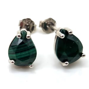 Boucles d oreilles larmes en Malachite et argent Prospéritée