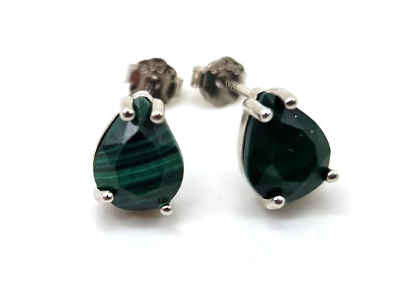 Boucles d oreilles larmes en Malachite et argent Prospéritée