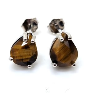 Boucles d oreilles larmes en Oeil de tigre et argent Confiance