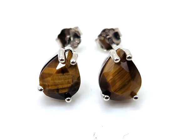 Boucles d oreilles larmes en Oeil de tigre et argent Confiance