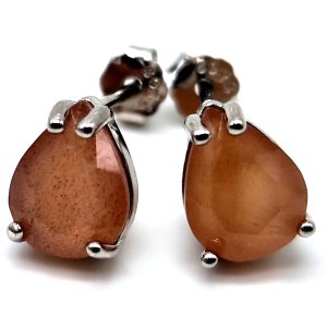Boucles d oreilles larmes en pierre de soleil et argent puissance
