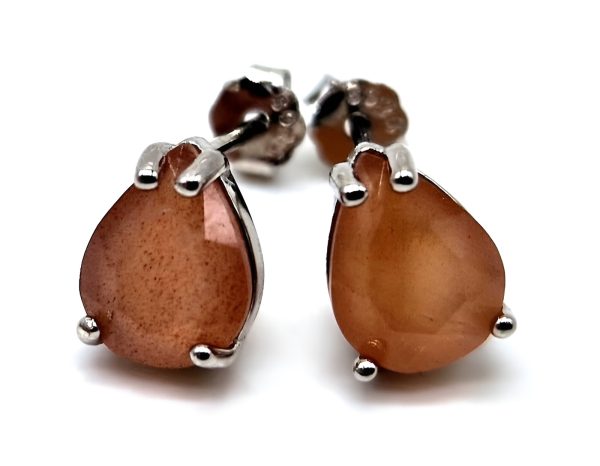 Boucles d oreilles larmes en pierre de soleil et argent puissance