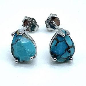 Boucles d oreilles larmes en turquoise et argent soulagement