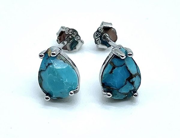 Boucles d oreilles larmes en turquoise et argent soulagement